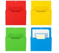 Générique Magnetic File Holder No Drilling Colorful Paper Storage Organizer | | Strong Magnet Backing Durable Pocket Whiteboard Refrigerator Office Mail Document Bill Folder Hanging Rack| Strong