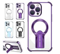 Générique Magnetic Kickstand Phone Case with Glossy Finish, Four Corners Airbag Protection Magnetic Case with Invisible Stand for iPhone 16/15/14 Pro Max (Purple,for iPhone16promax)