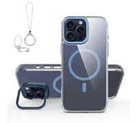 Générique Magnetic Kickstand Phone Case with Transparent for Iphone 16/15/14/13/12 Pro Max (16promax,Dark Blue)