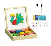 Générique Magnetic Pattern Blocks - 22.5cm Wooden Learning Set | Wood & Paper Geometric Shape Puzzle, Early Math STEM Toy with 170 Pieces for Home School Travel Activity and Preschool Development