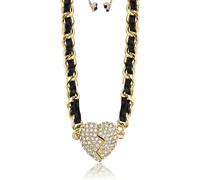 Générique Magnetic Pearl Heart Necklace, Sparkling Rhinestone Heart Patchwork Pendant Jewelry Fashion Gift for Women (B)