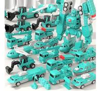 Générique Magnetic Robocar Set, 8/16/26/35PCS Kids Magnetic Toys, Robo Car with Storage Box, 7 in 1 Robot Toys Set, Smooth Edges Without Burrs for Kids Age 3-8 Outdoor/Indoor (Green-35pc)