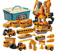 Générique Magnetic Transform Engineering Car Assembled Toys,Magnetic Cars and Trucks with Storage Box for Kids,M-agnetic Blocks for Kids Age 3-8 Outdoor Toddler Activities Toys (2 pc)