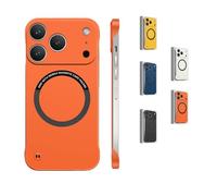 Générique Magnetic Ultra Thin Frameless Matte Slim Case for iPhone 17 Pro Max,17/16/15/14/13,Minimalist Lightweight Soft Touch Skin (Orange,for iPhone13 Pro)