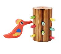 Générique Magnetic Woodpecker Game - 5 inch Interactive Playset | Wooden Fine-Motor Development - Educational Nature-Themed Toy for Ťoddlers, Ideal for Improving Hand-Eye Coordination and Skills