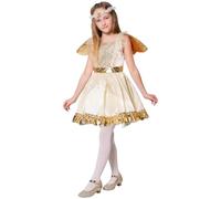 Générique Magnifique pour jeunes filles robe élégante à la cour inspirée des contes parfaite lors de fêtes costumées et séances cosplay avec ailes blanches et accessoires (Yellow, 6-9 Years)