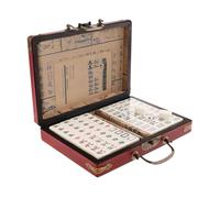 Générique Mahjong de Style Antique, Version Anglaise, pour Les Voyages, avec Un Manuel d'instructions au Style Ancien, idéal pour Les fêtes et Les réunions. (Red, 2.2x1.5x1.1cm)