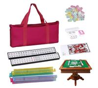 Générique Mahjong Tiles Set, Compact Travel Mah Jongg Game, 30x22.5x13cm, Portable Playing Kit with Rulers and Dice, Educational Leisure Tool, Stylish Storage Box for Beginners Women Adults