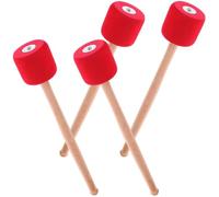 Générique Maillets de Grosse Caisse à Tête en Mousse Eva Rouge, Bâtons de Percussion Souples en Bois, 2 Paires Portables pour Jouer Tambour et Percussion