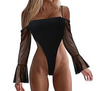 Générique Maillot Bain Femme 1 Piece Natation,Maillot De Bain O Spaghetti Mesh S avec RéGlable Ne Costume Enveloppé PièCe Bretelles De Bain Cou Maillots De Bain Une PièCe (Black, S)