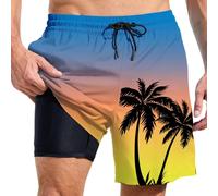 Générique Maillot Bain Homme Compression Short De 2 en 1 Plage Ajusté pour Surf Plongée Boxer Shorts Étanche Séchage Rapide avec Zip Poche 2-en Marathon Natation in Tight Liner Court Maillots