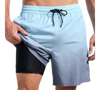 Générique Maillot Bain Homme De 2 in 1 Slip Short avec Zip Poche Ajusté pour Surf Plongée Shorts Étanche Séchage Rapide en Court 2-en Marathon Natation Maillots 2-in Plage Boxer