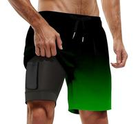 Générique Maillot Bain Homme De 2 in 1 Tight Liner Running Short avec Zip Poche Compression pour Triathlon Boxer Shorts Étanche Séchage Rapide en 2025 Surf Doublure Respirant Court Maillots Vert M