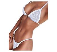 Générique Maillot De Bain 2 Pièces Femme Micro Bikini Trois Points Soutiens-Gorge Push-up + String Ficelle Ensemble Lingerie Érotique pour la Plage, la Piscine et les Vacances