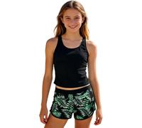 Générique Maillot De Bain Ado Fille Adolescente 8-14 Ans Ensemble Trois Pièces Haut Tankini à Cordons Latéraux Slip Short Imprimé Palmier Plage Piscine Jeux Aquatiques Domicile Été