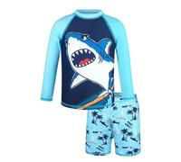 Générique Maillot de Bain Bebe Garcon, Maillot de Bain Deux pièces pour garçon, imprimé Requin et Tropical | Maillot de Bain Rashguard à Manches Longues et Short de Bain UPF 50+