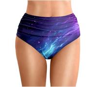 Générique Maillot de Bain d'été pour Femme, imprimé Ciel étoilé, Longueur à la Taille, plissé, Plage, Double Couche, triangle22#05