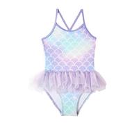 Générique Maillot De Bain Enfant 1 Pieces,Maillot De Bain Sexy sans Manches à Imprimé 3D pour Fille (Purple, 6-7 Years)