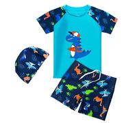 Générique Maillot De Bain Enfant Garcon,Maillots avec Chapeau Upf50+ Rash-Guard À Manches Longues Une Pièce Mixte Bébé Ado Garcon 14 Ans Piscine pour l'été Plage (B,5-6 Ans)