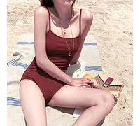 Générique Maillot De Bain Femme 1 Pieces, Solide Bikini Sexy Impression One Retro Maillot De Bain PièCe De Couleur Bandage Swimwears Tankinis Set (Red, XL)