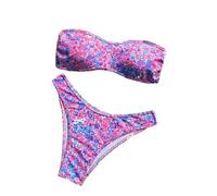 Générique Maillot De Bain Femme 2 Piece Push Up,Bikini Imprimé Floral Haut Triangle Ajustable Et Bas Taille Haute Maillot De Bain IdéAl pour La Plage en éTé