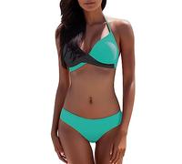 Générique Maillot de Bain Femme 2 Pieces Chic Croisé Bandage Sexy Bikini Curvy Push Up de Plage, Women Swimming Suit Bikini Set Col V Élégant (Z01 Menthe Verte, M)