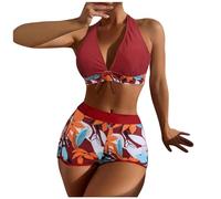 Générique Maillot De Bain Femme 2 Pieces Maillot De Bain Tankini Maillot De Bain Shorty Bikini Femme 2 Pieces Sexy Tankini Femme Enceinte Culotte De Bain Femme (Rougeprofond, M)