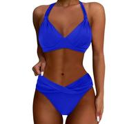 Générique Maillot de Bain Femme 2 Pièces Push Up Ensembles Bikini Set Col V Swimwear Culotte Taille Haute Croiser Le Dos Beachwear de Plage Été