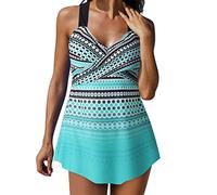 Générique Maillot De Bain Femme Grande Taille Ronde 2 Pieces Short Tankini Bikini Haute avec Armature Tankinis Shorty Haut Sexy Maillots Deux Pièces Maillot'de Gainant Culotte Push Up