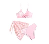 Générique Maillot de Bain Fille 10 Ans, Maillot de Bain Trois pièces pour Filles avec imprimé léopard Tropical Haut Tankini et Jupe Courte pour la Plage Estivale