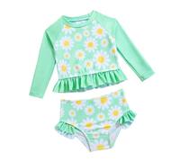 Générique Maillot de Bain Fille 12 Ans, Maillot de Bain Deux pièces Manches Longues pour Fille avec Haut Couvrant et Bas Triangle Confortable