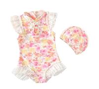 Générique Maillot de Bain Fille 12 Ans, Maillot de Bain Fille Style Qipao Chinois en Mousseline légère avec Manches pour bébés et Jeunes Enfants été Plage