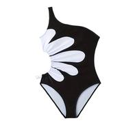 Générique Maillot de Bain Fille 12 Ans, Maillot de Bain Une pièce asymétrique pour Filles Design Floral élégant et Tissu Extensible Confortable pour Adolescentes