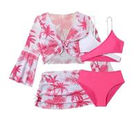 Générique Maillot de Bain Fille Bikini Quatre pièces Ensemble Tendance pour Plage Mode été Confort Exceptionnel pour 7 à 14 Ans (9-10 Years)