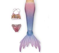 Générique Maillot De Bain Fille Enfant - Maillot de Bain 3 pièces pour Filles Ensemble Bikini Queue de Poisson pour Filles de 3 à 9 Ans (Purple 8-9 Years)