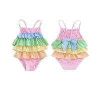 Générique Maillot de Bain Fille imprimé gâteau Anniversaire Arc-en- Adorable pour bébés et Jeunes Enfants (Multicolour1, 2-3 Years)