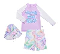 Générique Maillot de Bain Fille, Maillot de Bain Deux pièces Manches Longues pour Filles Ensemble Haut - et Short Tenue de Solaire Confortable pour Jeunes Enfants