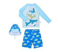 Générique Maillot de Bain Garcon, Maillot de Bain 3 pièces pour bébé garçon, Manches Longues, Rashguard, Chapeau de Soleil, Protection Solaire UPF 50+