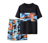 Générique Maillot de Bain Garçons, Maillot de Bain Camouflage pour garçon, Ensemble t-Shirt et Short, pour la Plage, Le Surf, la Natation, Les Sources Chaudes et l'été, de 7 à 12 Ans