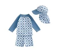 Générique Maillot de Bain pour Enfant, Maillot de Bain bébé garçon à Manches Longues, Short de Bain Anti-UV, Ensemble 3 pièces avec Chapeau.