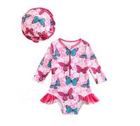 Générique Maillot de Bain pour Filles, imprimé Floral Mignon, pour la Plage et la Piscine, idéal pour Les Petites Filles et Les fêtes. (Blue, 2-3 Years)