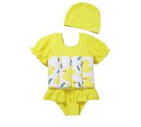 Générique Maillot de Bain pour Filles Piscine Enfant Style Robe activités Estivales Outdoor Maillot à Design Original adapté aux Tout-Petits Confort Total (Yellow, 2-3 Years)