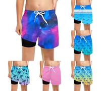 Générique Maillot de Bain pour garçon à séchage Rapide Doublure de Compression Boxer Anti-frottement Maillot de Bain Short de Plage Surf 7-18 Ans
