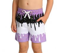 Générique Maillot de Bain pour Garçon, Short de Bain pour Enfants Noir à Séchage Rapide, Short de Plage de Vacances pour Enfants avec Cordons de Serrage Réglables