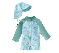 Générique Maillot de bain une pièce à manches longues avec fermeture éclair et chapeau pour bébé garçon