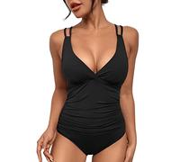 Générique Maillot De Bain Une Piece Femme - Maillot De Bain Femme Push Up Amincissant - Tenue De Plage pour Voyage en Bord De Mer - Maillot De Bain À Bretelles Col en V Profond Monokini Taille Haute
