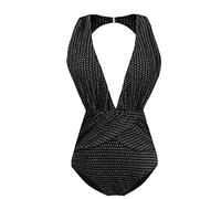 Générique Maillot De Bain Une PièCe Femme Sexy,Sexy High Women's One-Taille Solid Chain Maillot De Bain Bikini Color Piece Maillots De Bain (Black, XL)