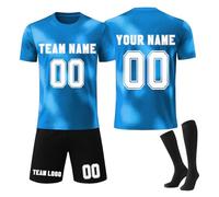 Générique Maillot de Foot Enfant et Homme Personnalisé avec Nom Numéro Logo de L'équipe Football Ensemble Garçons/Adultes Entrainement T-Shirt et Short avec Chaussettes