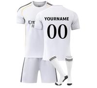 Générique Maillot de Foot Enfant Personnalisé 2025/2026 Tenue Home/Away avec Nom et Numéro, Ensemble Football avec T-Shirt Entraînement, Short et Chaussettes Fans de Football Cadeau