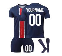 Générique Maillot De Foot Personnalisé Enfant Et Adultes avec Nom Numéro De L'Équipe, Tenue De Sport Garçon Homme Cadeau Vêtements De Football Strips Tee Shirt Personnalisable Short avec Chaussette